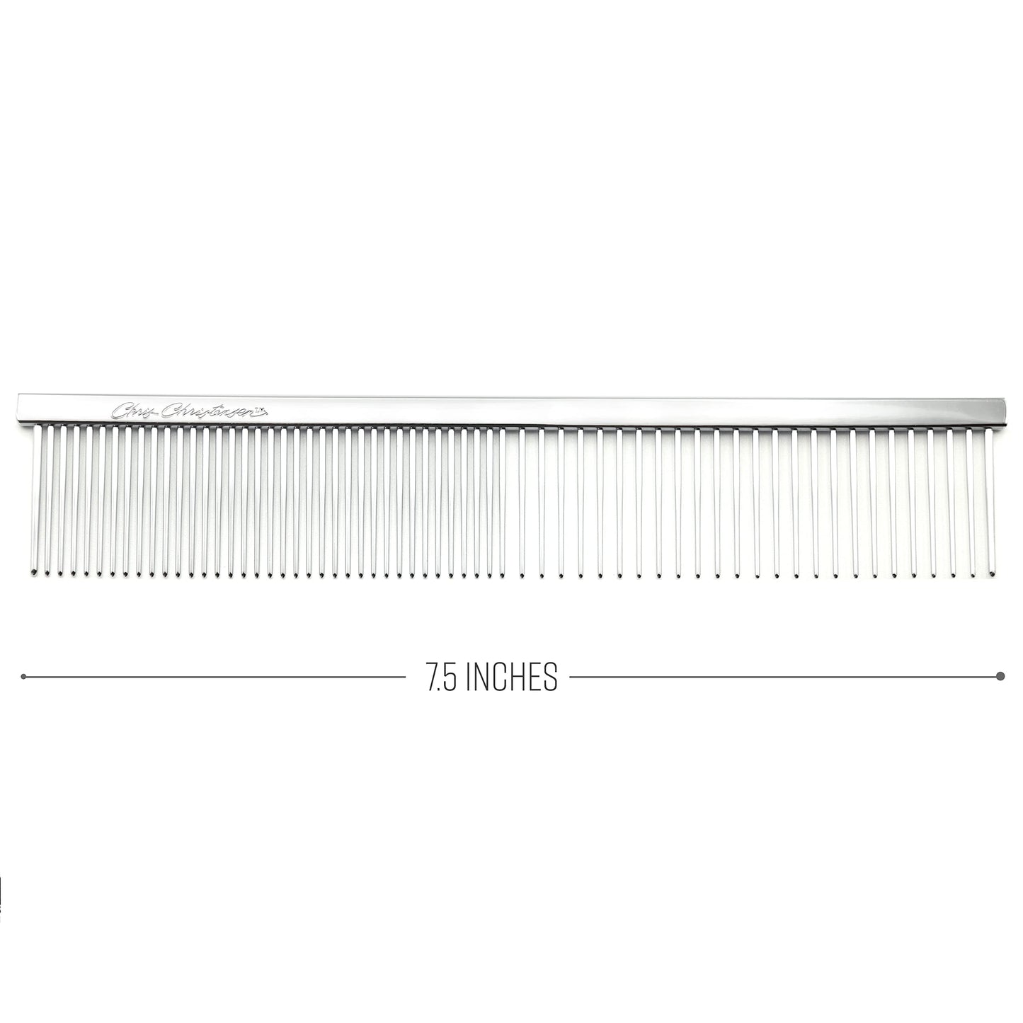 Chris Christensen Groomers Bundle - 000 7.5 in. Greyhound Style Fine/Coarse Buttercomb, Stainless Steel - Big K Slicker Dog Brush Large, Perfect for Doodles, Angled Polished Pins