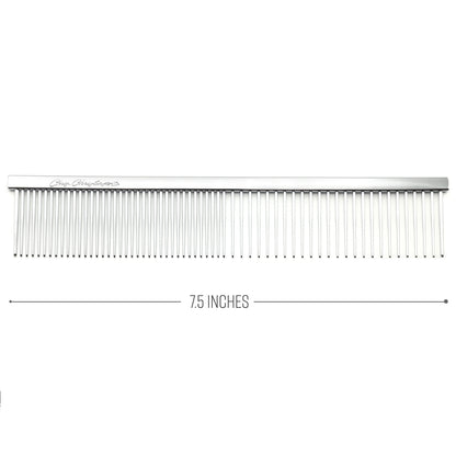Chris Christensen Groomers Bundle - 000 7.5 in. Greyhound Style Fine/Coarse Buttercomb, Stainless Steel - Big K Slicker Dog Brush Large, Perfect for Doodles, Angled Polished Pins