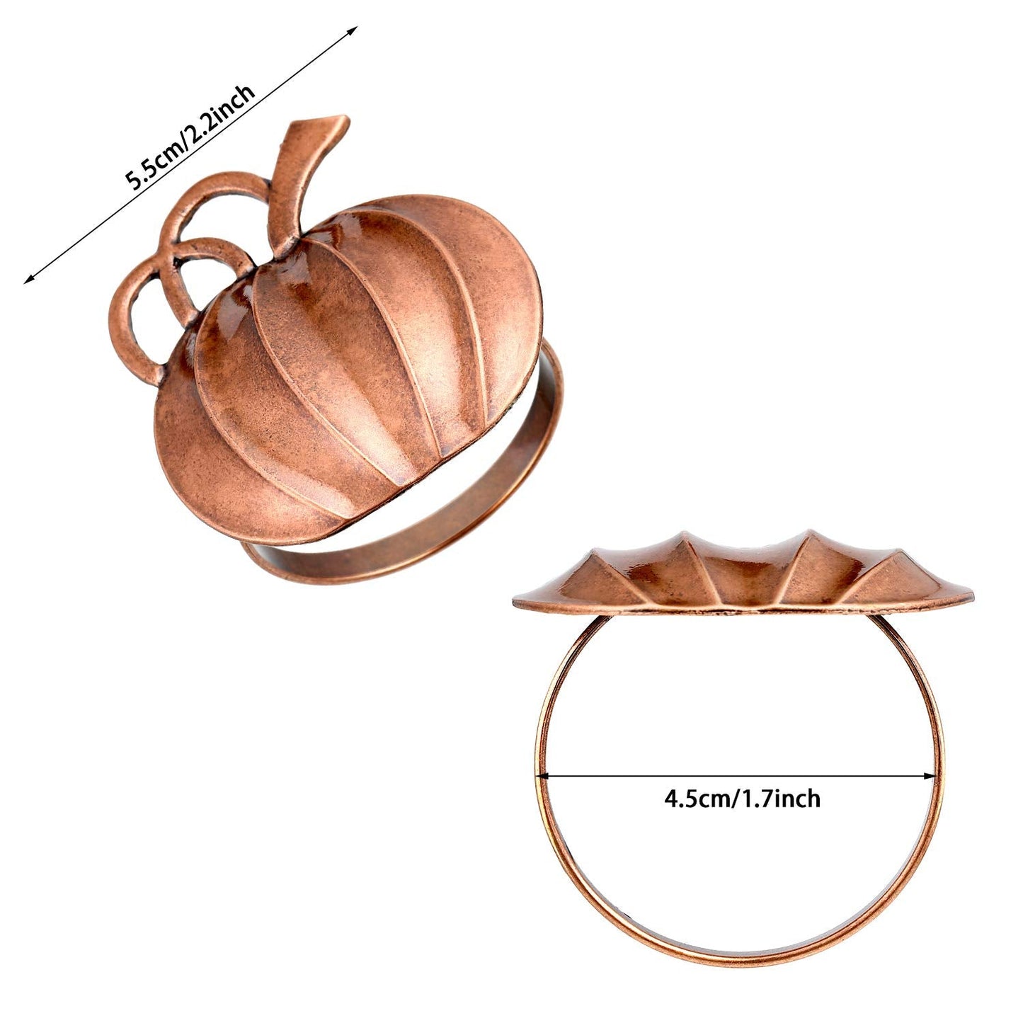 Patelai 6 Pieces Pumpkin Napkin Rings Fall Napkin Holders Thanksgiving Halloween Dinner Tables Rings for Thanksgiving Dinner Party Weddings Family Gatherings (Bronze)