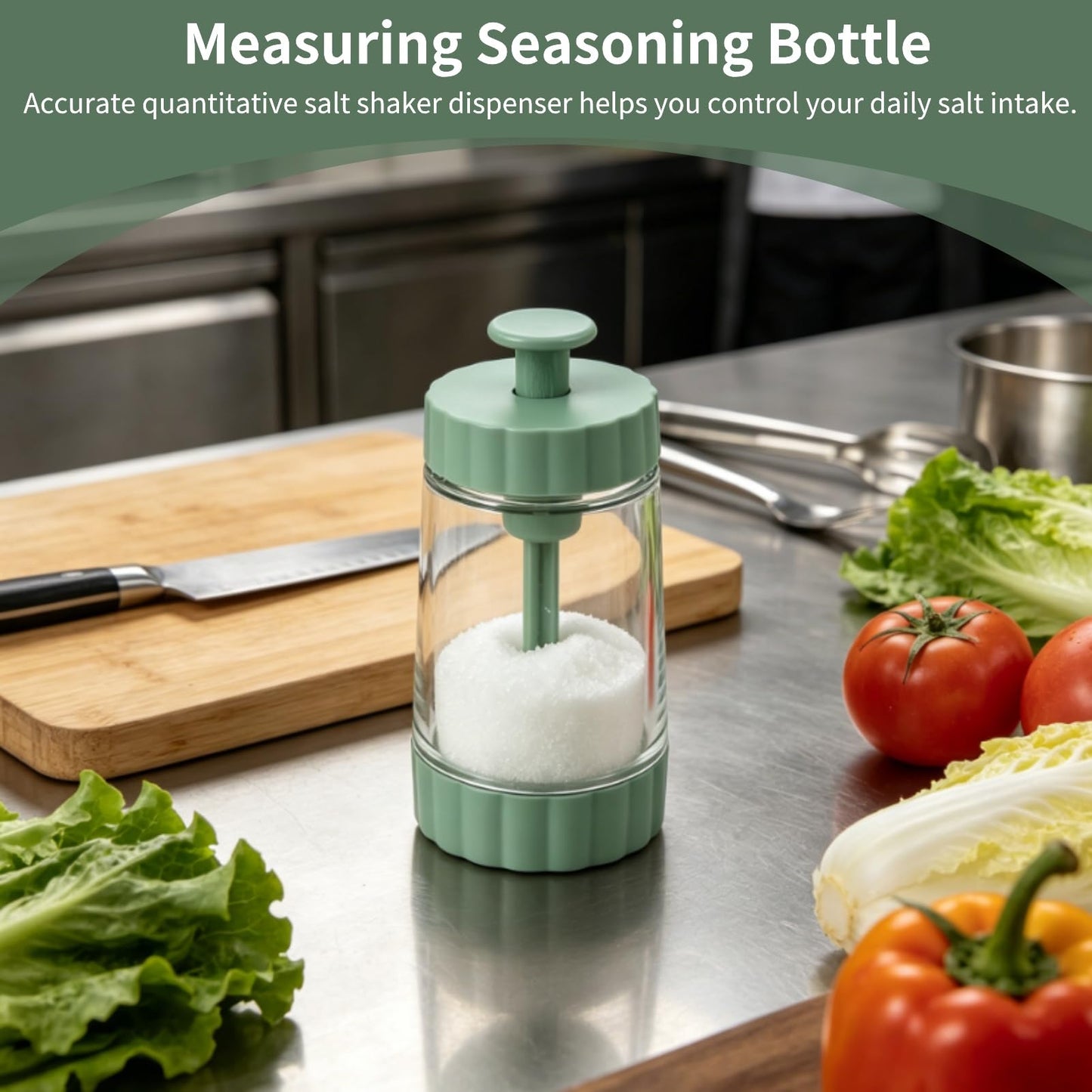 Measuring Seasoning Bottle, 2 Pack Quantitative Salt Shakers 0.5g Precise Quantitative Seasoning Bottle Salt Pepper Shaker Set for Kitchen (Green)