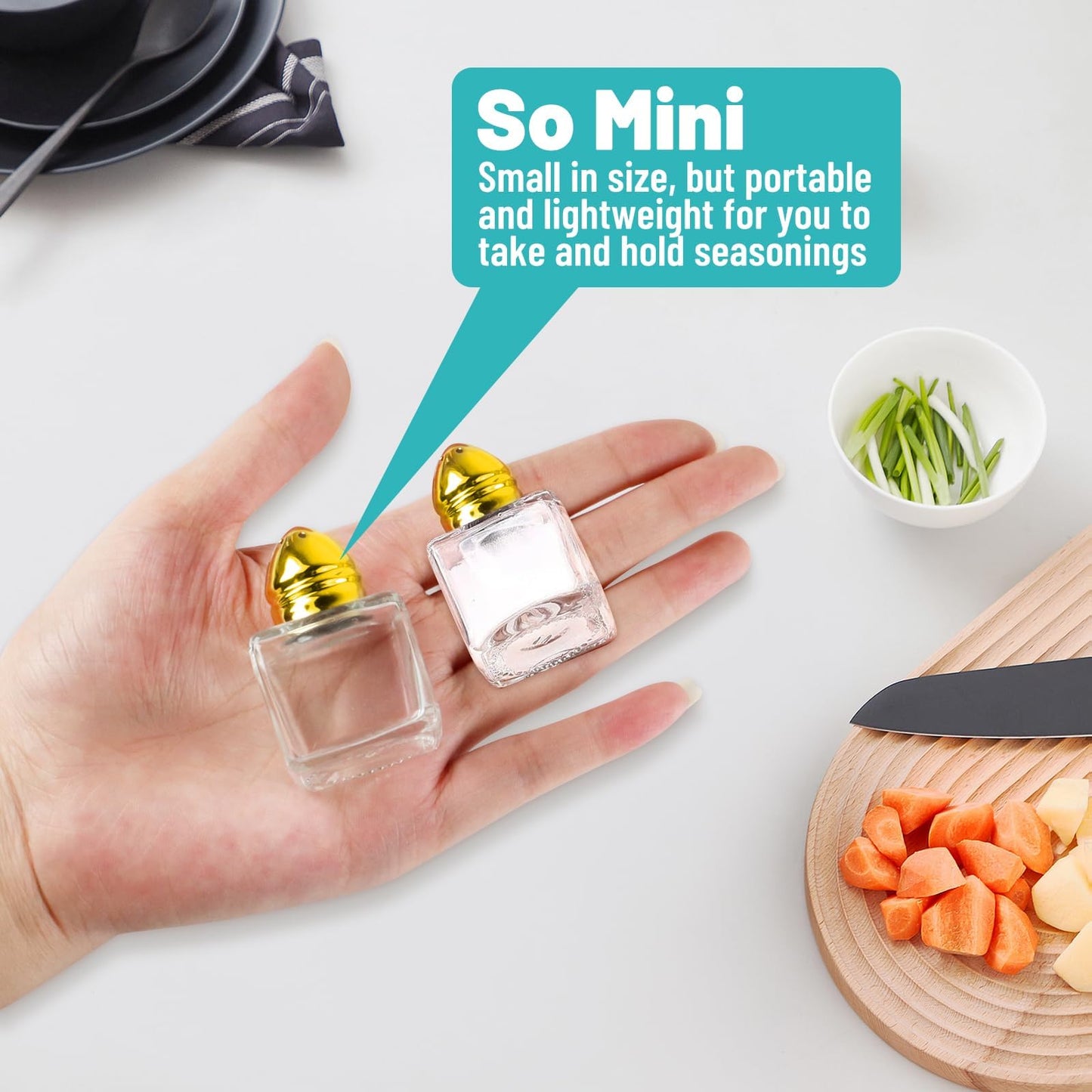 Set of 12 Mini Salt and Pepper Shakers Mini Spice Shaker Small Salt and Pepper Shakers 0.5 oz Glass Cube with 2 Pcs Funnel for Wedding Party Restaurant Home Kitchen Birthday Thanksgiving