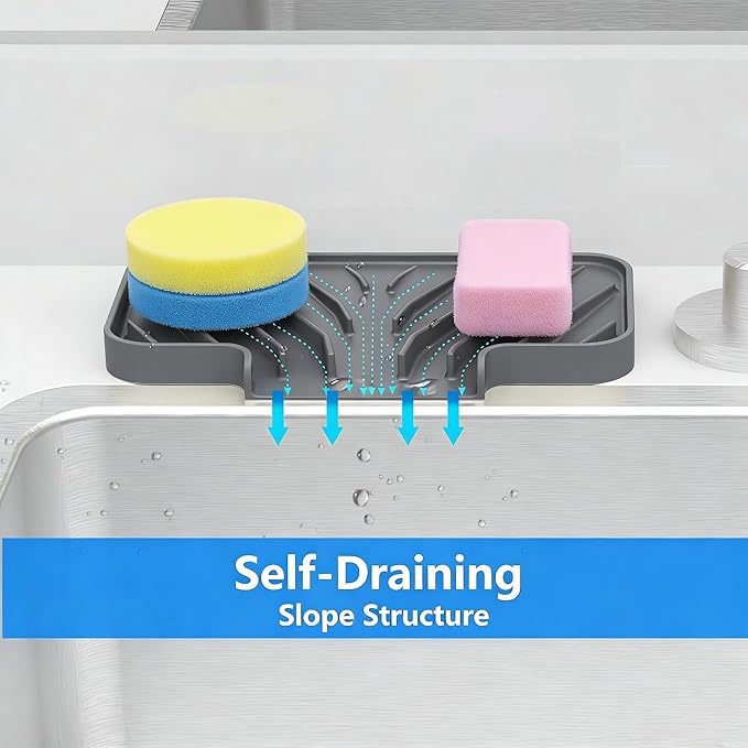 Sponge Holder for Kitchen Sink, Dish Sponge Holder & Soap Tray