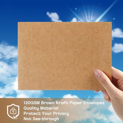 Fainne 800 Pack Brown Envelopes Bulk, Kraft Envelopes for Invitation, 120 GSM Gift Card for Office, Gift, Party, Baby Shower, Wedding (A6,4.75 x 6.5")