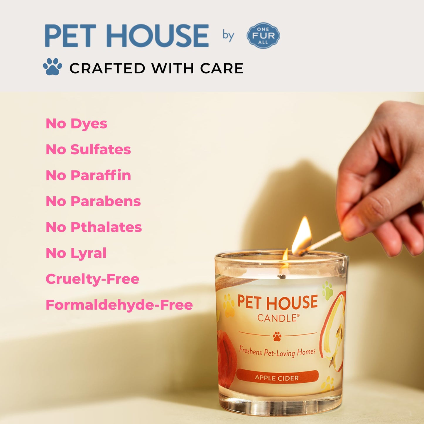 Pet House Candles, Clean Burning, Long Lasting Pet Odor Candles, Plant-Based, 60 Hour Burn Time - Tropical Fruit, 9 oz