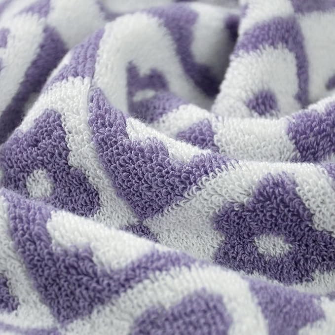 Jacquotha Cotton Hand Towels Lilac Checkered Floral