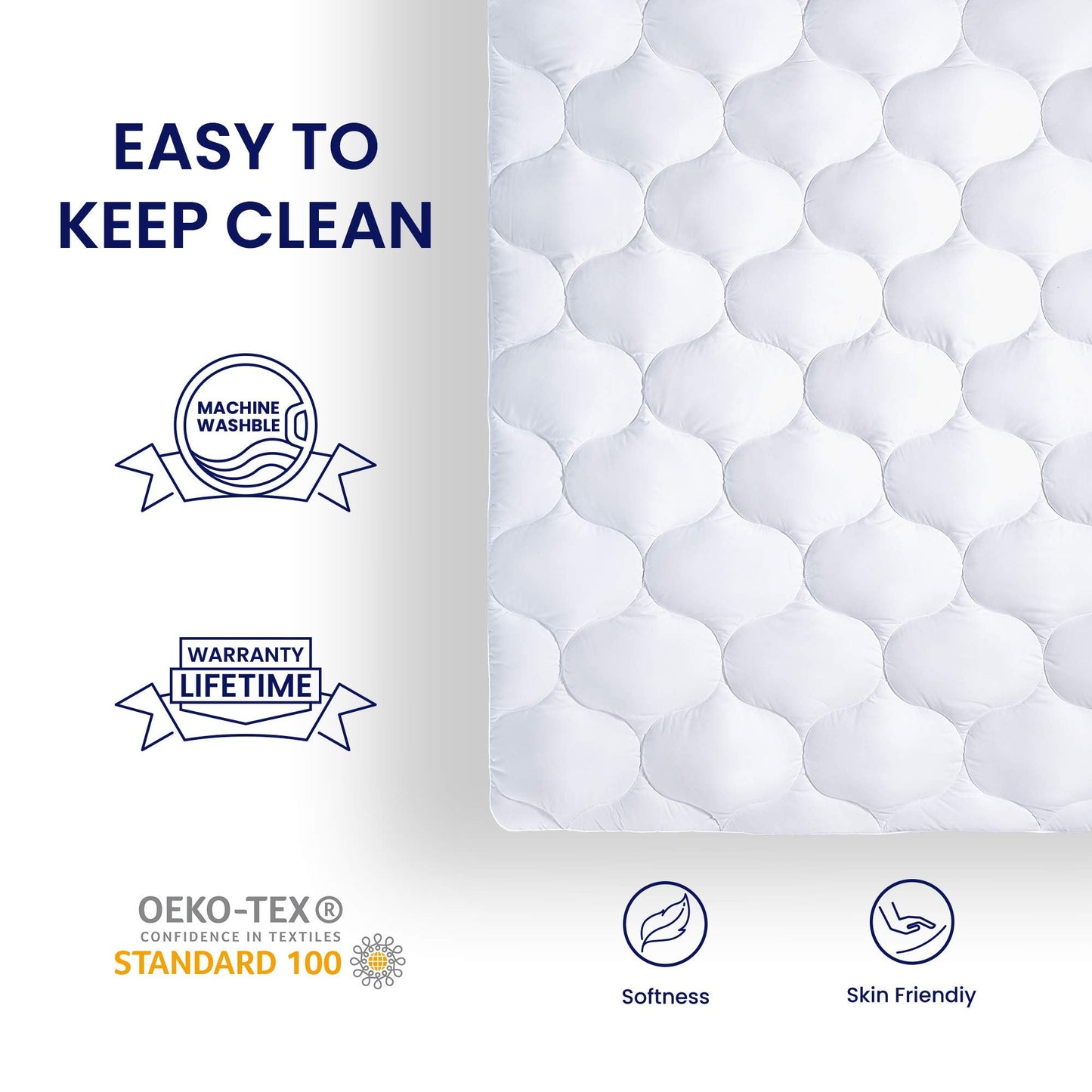 SLEEP ZONE Twin Fitted Mattress Pad Cover - Quilted Soft Breathable Fluffy Pillow Top Bed Mattress Topper Deep Pocket 8-21 inch
