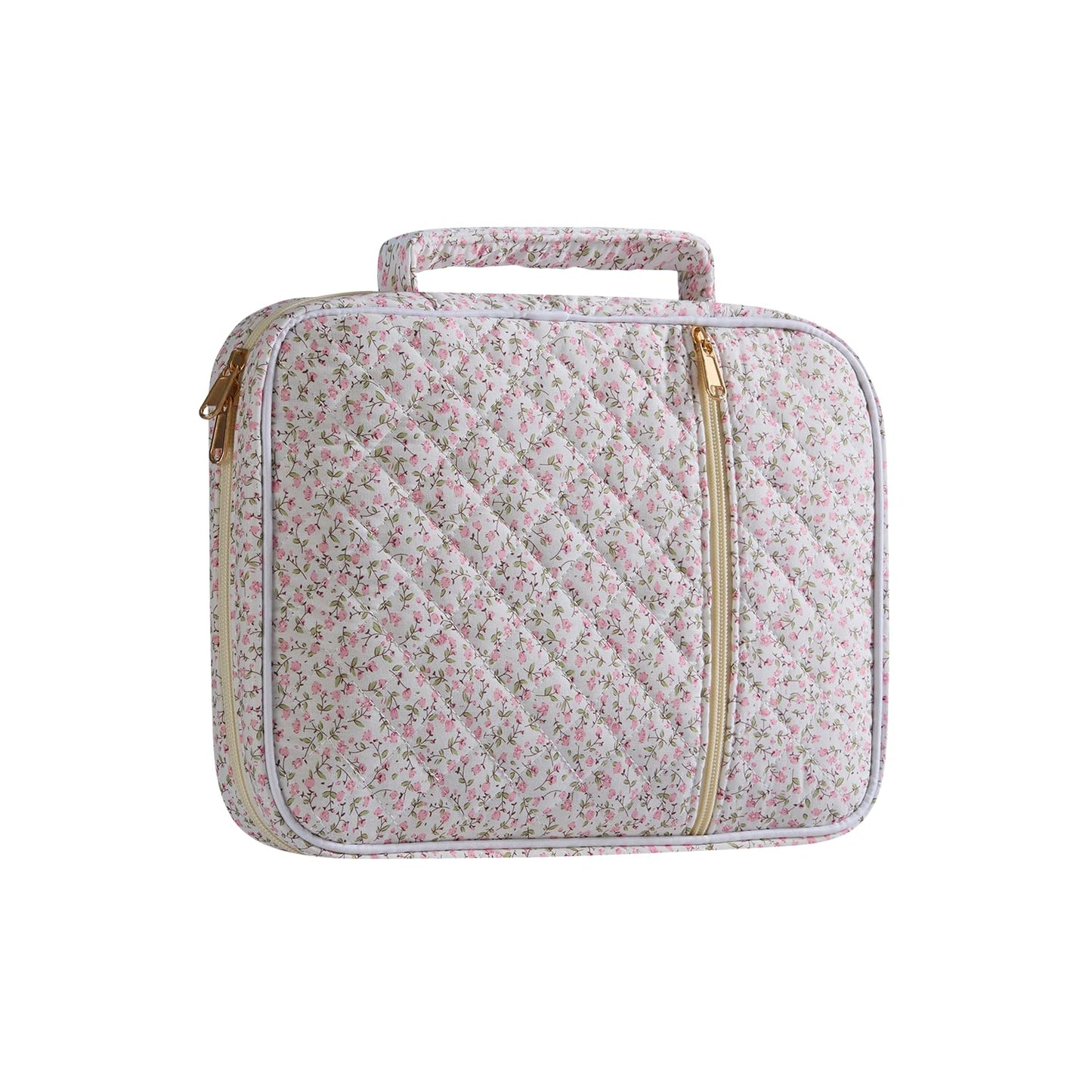 Bible Cover Case for Women,Bible Tote Bag Large Quilted Bible Cover Study Supplies Accessories with Durable Handle Carrying Case Christian Gifts for Girls (Mini Pink Flower)