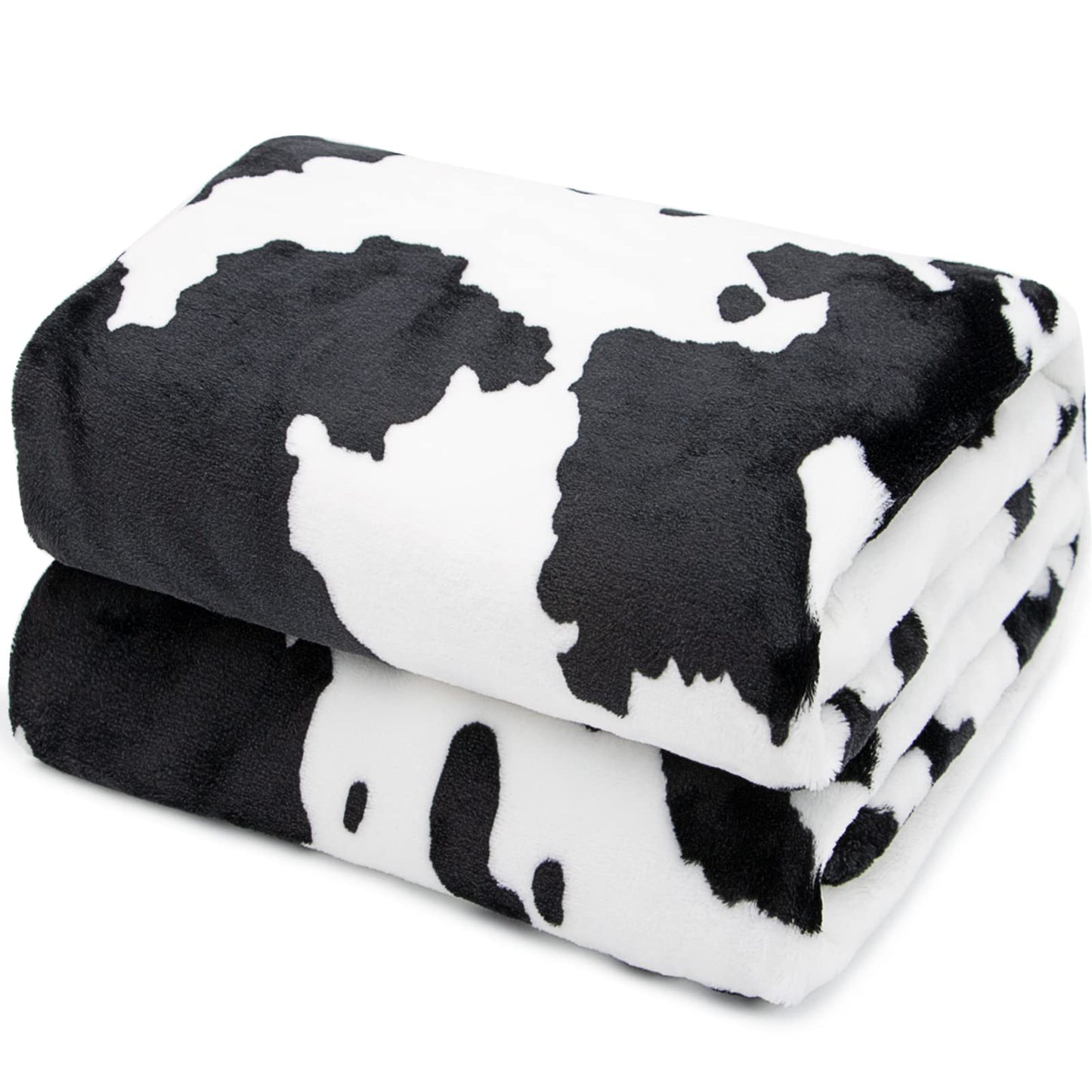 Cow Print Blanket Warm Plush Cute Throw Soft Fleece Flannel Lightweight Black & White Blankets for Living Rooms Sofa Bedroom All Seasons Decor Cow Gifts for Adults Kids Teens 50" x 60"