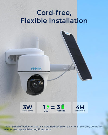 REOLINK First 4K Solar Security Cameras Wireless Outdoor, Argus PT Ultra+ 3W Solar Panel, 360° Pan Tilt Auto-Tracking, 8MP Color Night Vision, 2.4/5 GHz Wi-Fi 6, No Monthly Fee, Home Hub Compatible