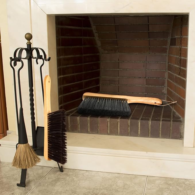 Patelai 2 Pieces Wooden Bench Brushes Fireplace Brush Natural Fiber Bench Soft