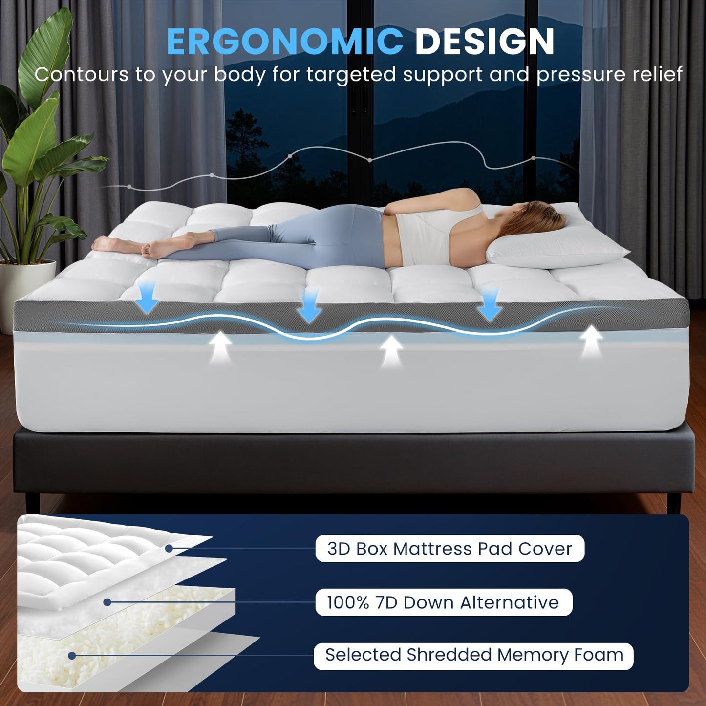 LIANLAM 5 Inch Dual Layer Memory Foam Mattress Topper - 2.5 Inch 1500GSM Fluffy Soft Pillow Top Mattress Cover and 2.5 Inch Cooling Gel Memory Foam for Back Pain Relief (Twin XL, 39"x80")