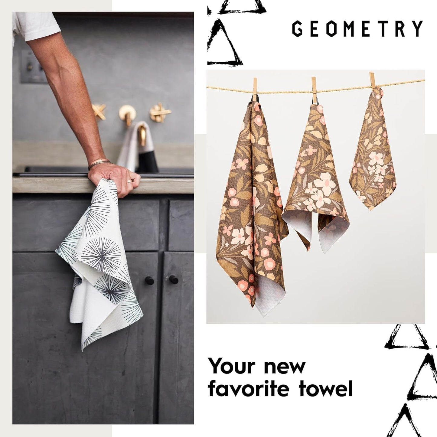 GEOMETRY Cloth Dinner Napkins - Quick-Dry, Ultra-Absorbent, Reusable Cloth Napkins for Dining & Entertaining - Turkey Feathers, 19" x 19" - 6-Pieces