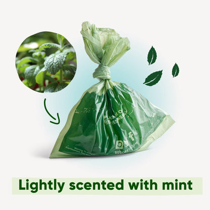 Beco Dog Poop Bags Rolls - Strong & Large - 120 Bags (8 Rolls of 15) Mint Scented, Dispenser Compatible for Dog Waste