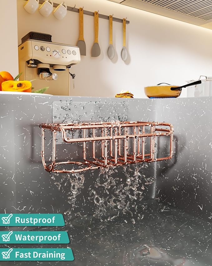 HapiRm Sponge Holder for Kitchen Sink, No Drill Kitchen Sink Caddy Organizer