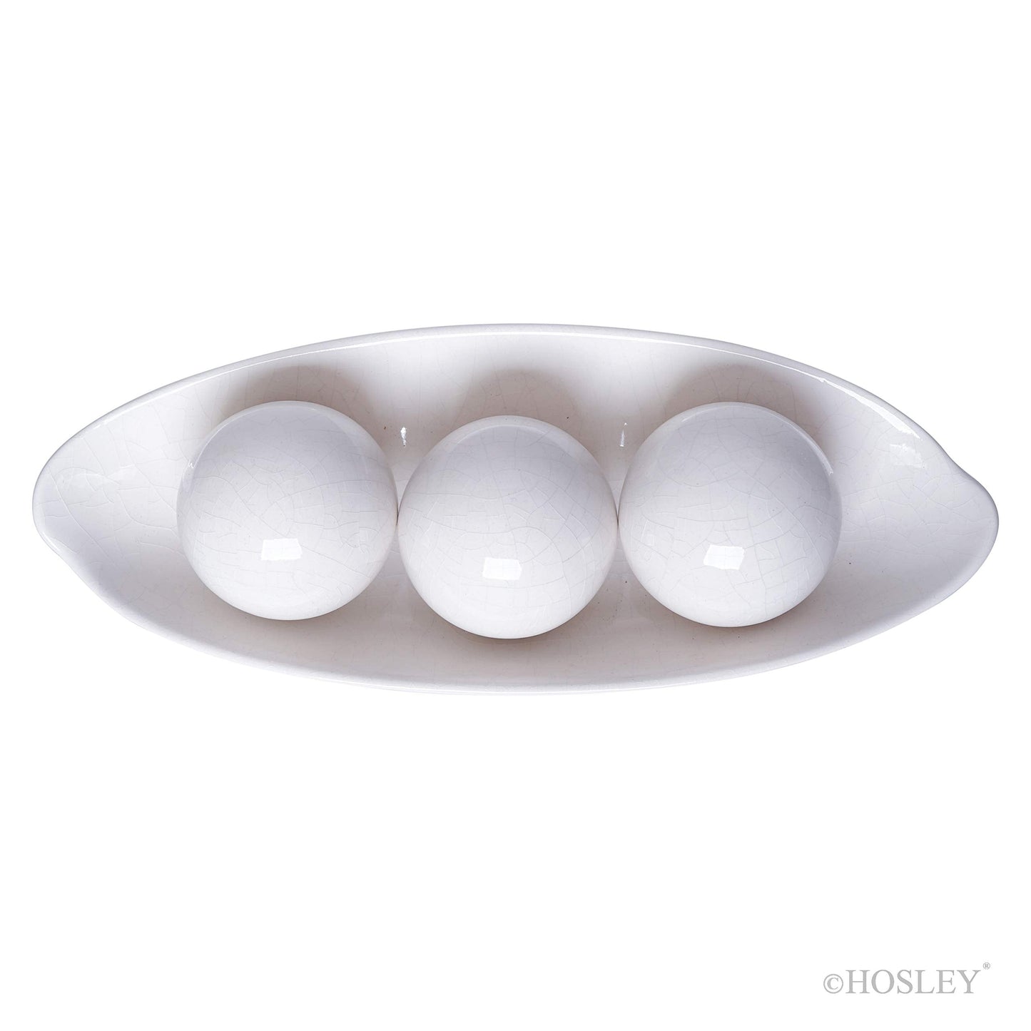 Hosley Decorative Bowl and Orb Set. Ideal GIFT for Weddings Special Occasions and for Decorative Centerpiece in Your Living Dining Room O3 (Crackle Ivory)