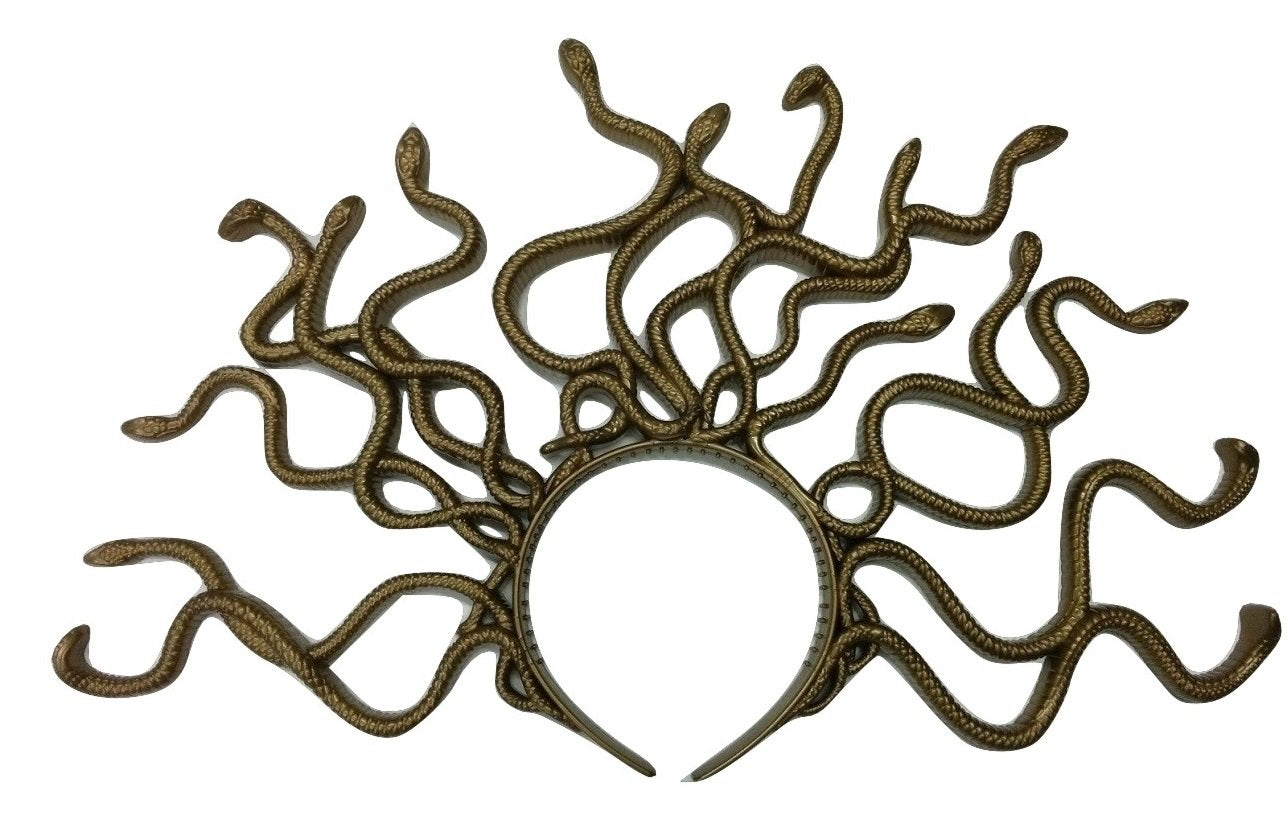 Nicky Bigs Novelties Medusa Snake Headband Greek Goddess Headdress Crown Cosplay Accessory for Women Gold or Bronze Medusas Snakes Headpiece Hat Costume – Lightweight Adult