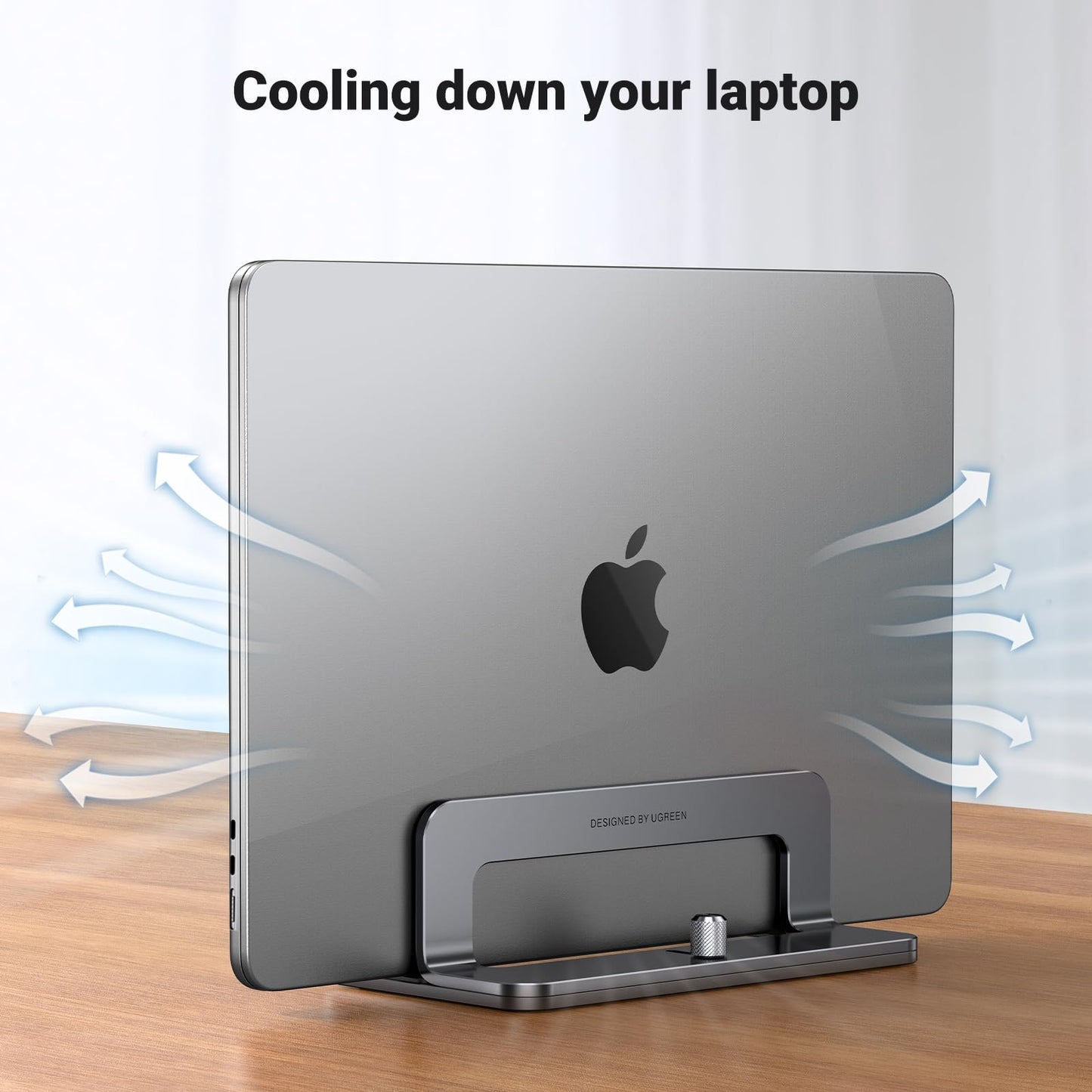 UGREEN Vertical Laptop Stand for Desk Adjustable Laptop Holder Dock Aluminum Desktop Stand, Compatible for MacBook Air Pro, Microsoft Surface(Grey)
