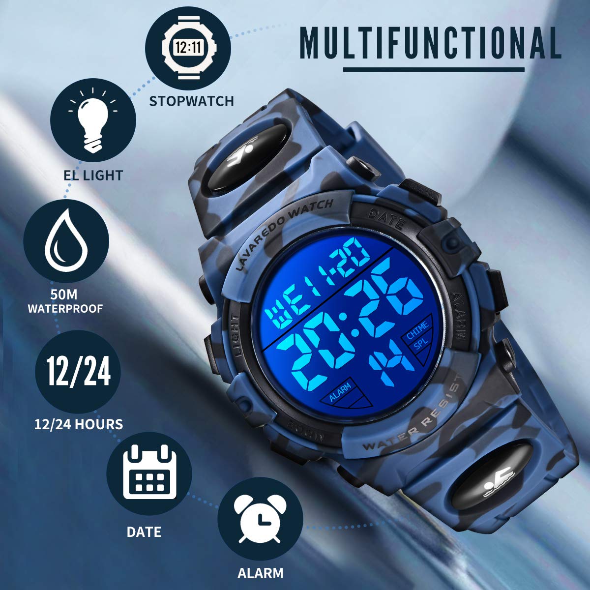 BEN NEVIS Kids Watches, Boys Digital Outdoor Sport Watch Multifunction Waterproof Digital Watch with LED Light Alarm and Calendar Date for 6-15 Year Old Boys Kids