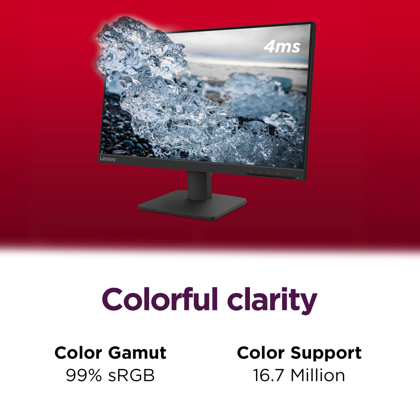 Lenovo L22e-40 Monitor, 21.45” FullHD Resolution, 250 nits Brightness, 75Hz Refresh Rate, AMD FreeSync, HDMI and VGA Ports, Tilt-Adjustable Stand, Natural Low Blue Light, Cloud Grey