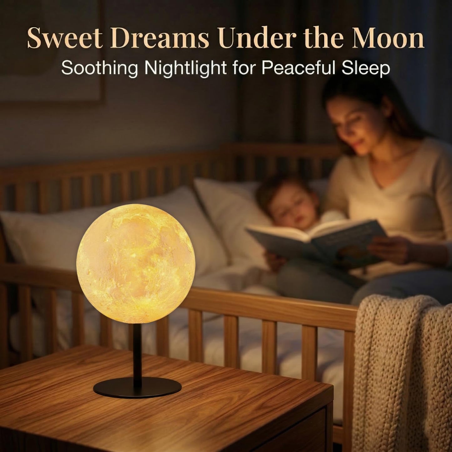 Moon Lamp Small Table Lamp for Bedroom, Dimmable Bedside Table Lamp with 30 Modes, Night Light Bedside Lamps for Night Stands, Desk Lamp for Living Room, Office, Dorm, Birthday Gifts for Kids Teens