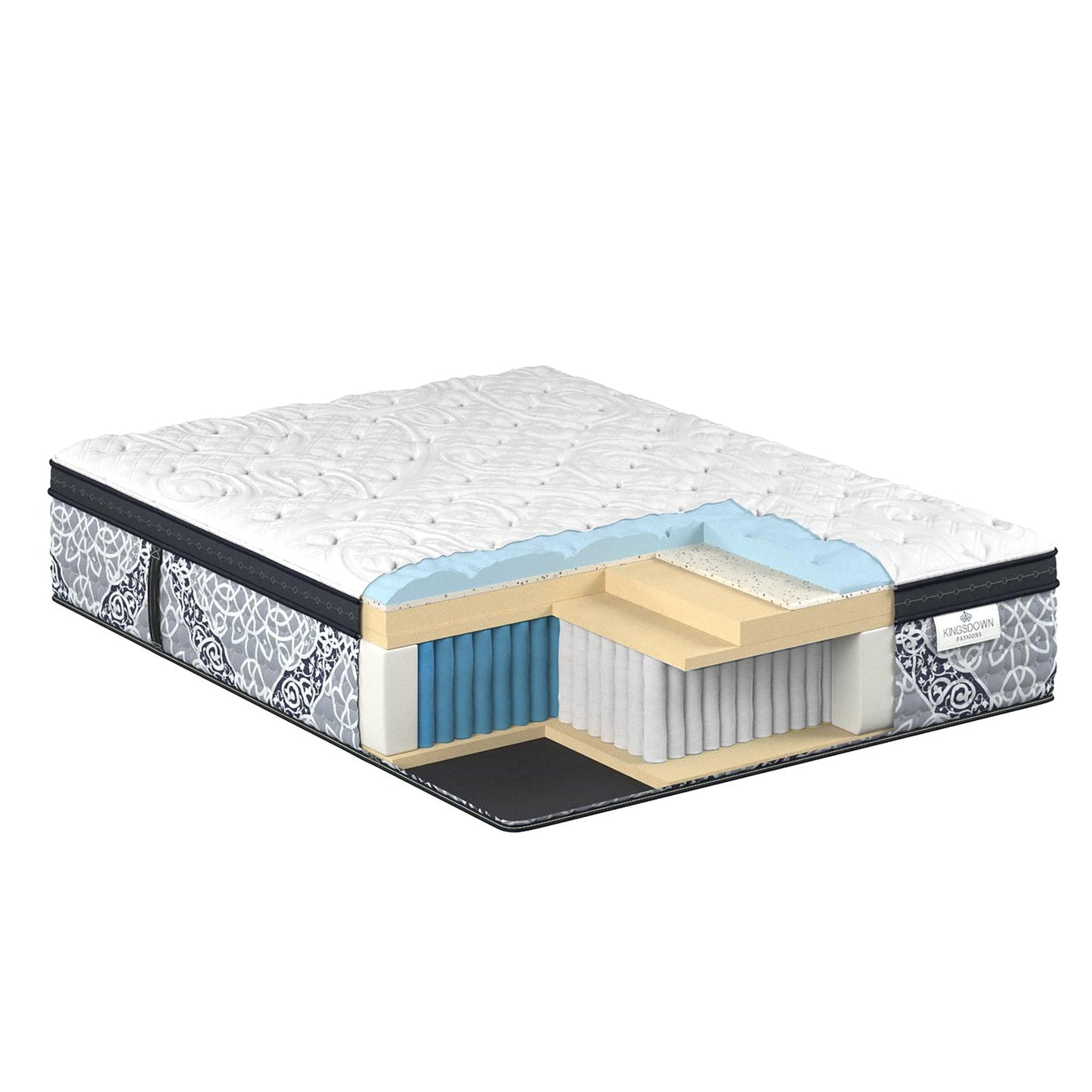 Kingsdown Cushion Firm Euro Pillow Top Hybrid Twin Mattress Cooling Gel Memory Foam Layer Multi-Layered Motion Isolation Cool Sleep Quilted Top Luxury Mattresses, 15-inch, Passions Engleson