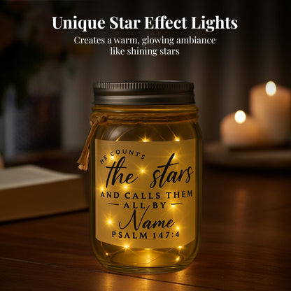 Christian Gifts for Women - Bible Verse Jar with Fairy Lights - Encouragement Gifts for Women - Christian Gift for Teen Girls & Adults - Mason Jar Lights - Decorative Jars with Bible Verses