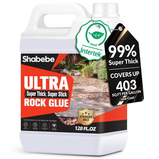 Shabebe Rock Glue for Landscaping, Upgraded Ultra Mulch Hold 1 Gallon–Gravel & Pebble Stabilizer, Bicycle-Friendly Grade Strength for High-Traffic Walkways, All-Weather Resistant Binder for Gardens