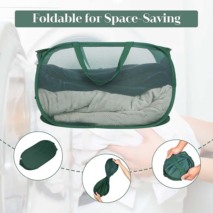 Sturdy Mesh Pop Up Laundry Hamper, Collapsible Laundry Baskets