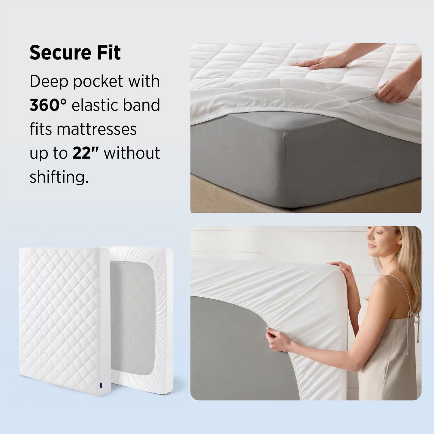 Bedsure King Mattress Protector, Quilted Waterproof Mattress Pad with Deep Pocket up to 22 Inches, Soft Breathable Noiseless Bed Cover, Topper Bed King White for Home, Bedroom, Hotel - White