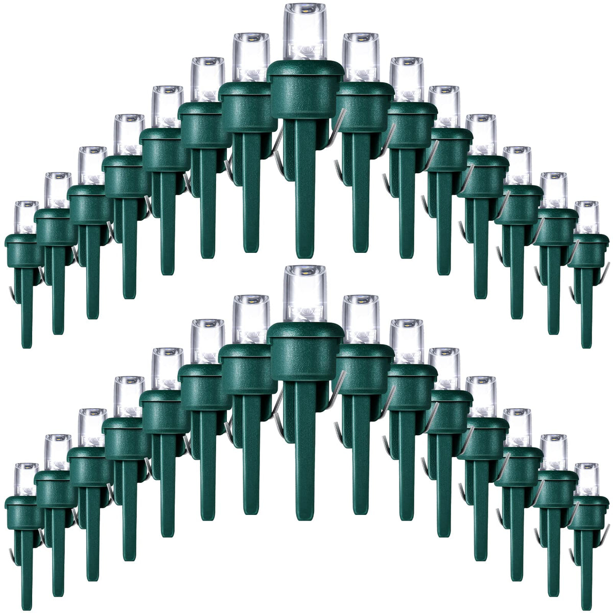 Honoson 180 Count 5 mm Winter LED Replacement Bulbs Bulk Wide Angle Winter LED Light Bulbs String Replacement Festival Light Garland Outdoor Tree Home Decoration (Green Base with Cold White Bulb)