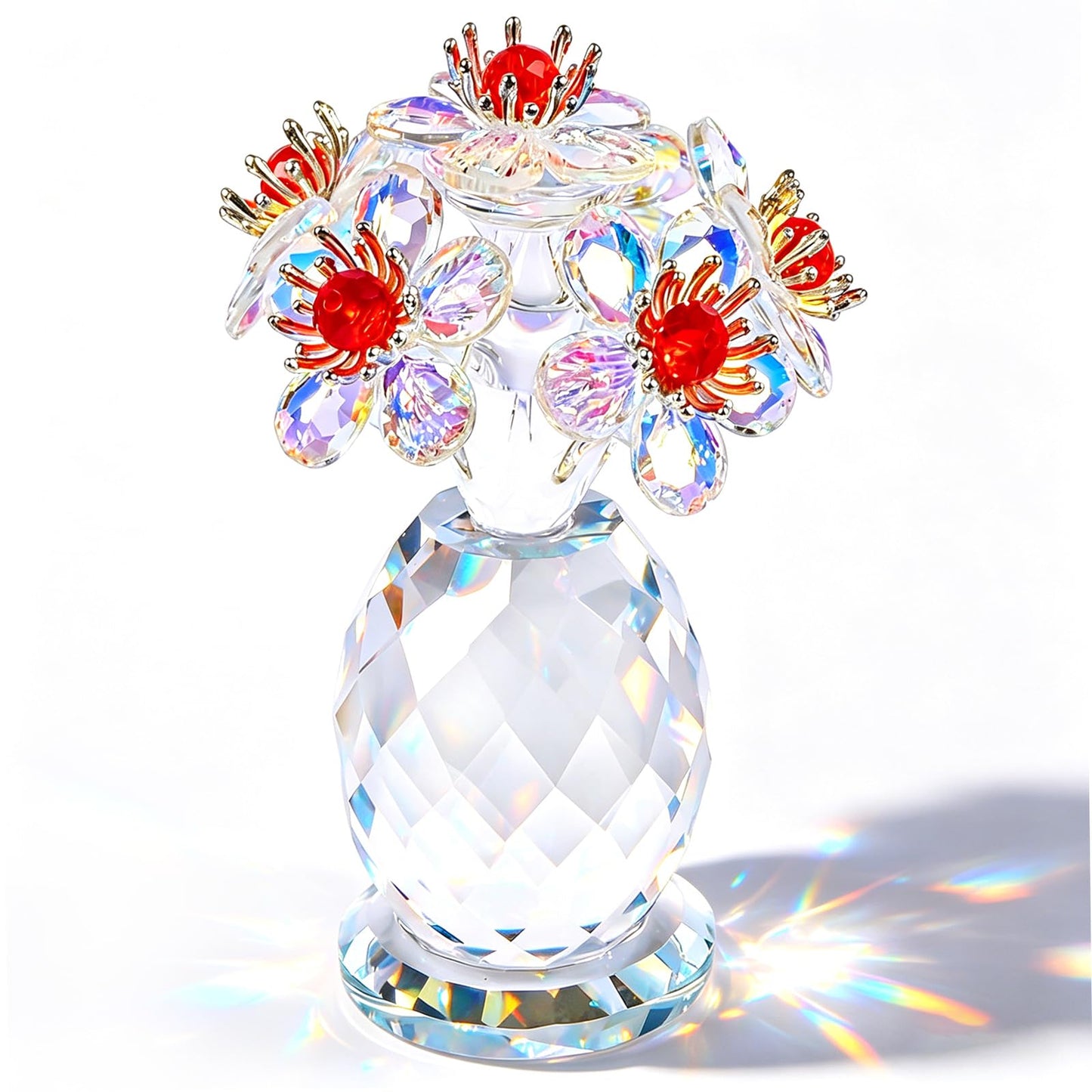 Anxingo Crystal Flower Figurine, Handmade Eternal Glass Flower (AB Color)