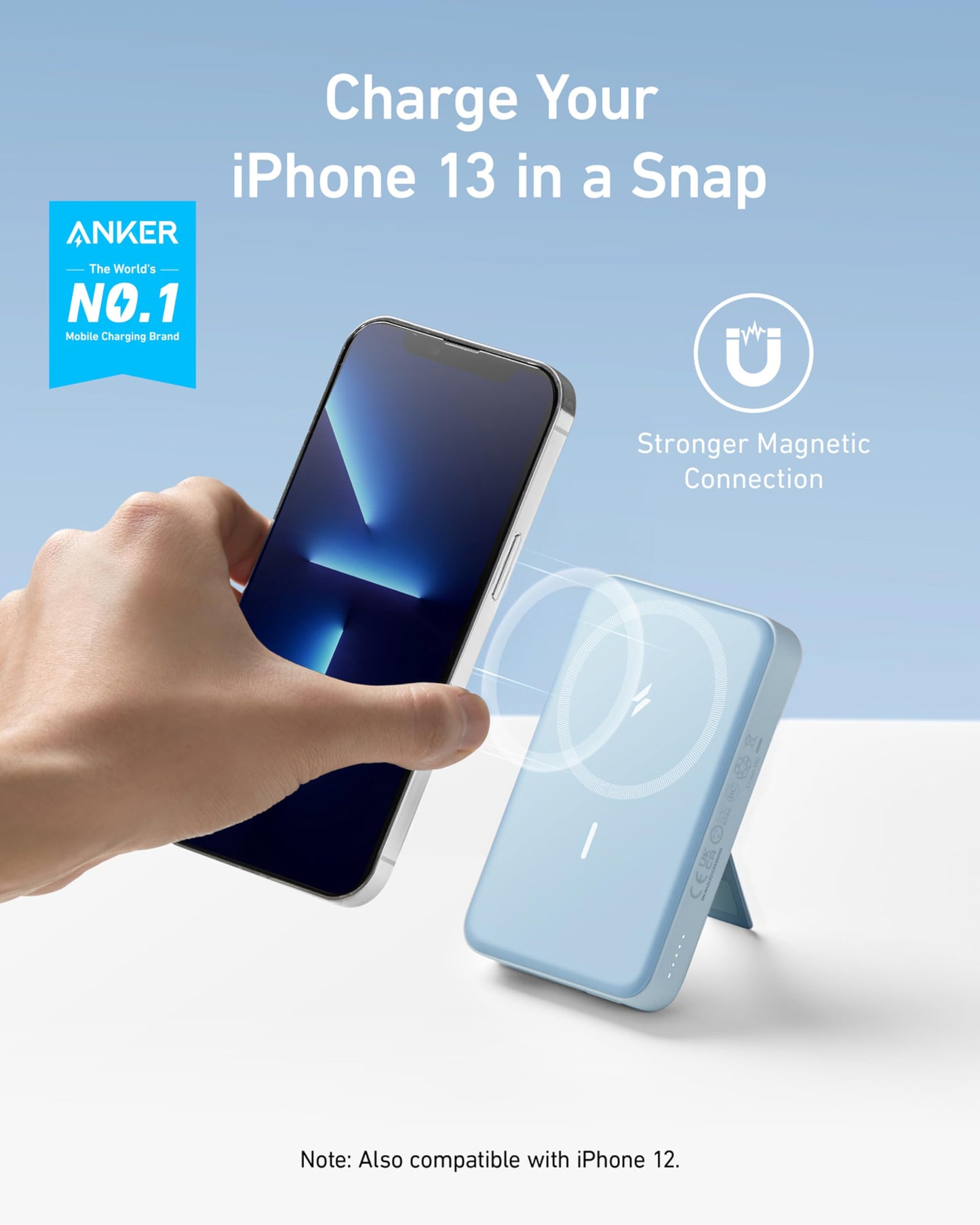 Anker 633 Magnetic Battery, 10,000mAh Foldable Wireless Portable Charger, 20W USB-C Power Delivery Power Bank with Stand, Magsafe-Compatible for iPhone 16/15/14/13/12 Series