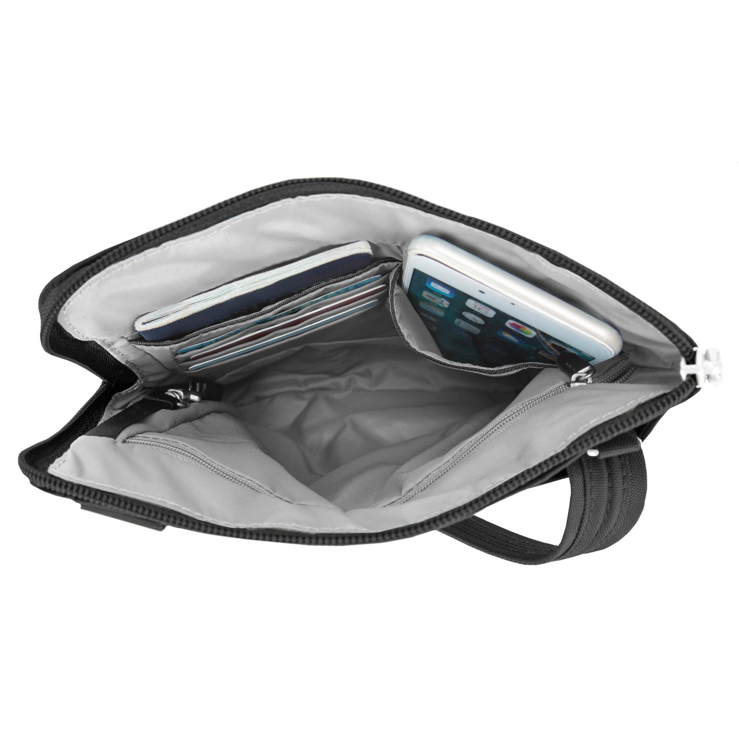 Travelon Anti-theft Classic Slim Double Zip Crossbody Bag, Black, One Size