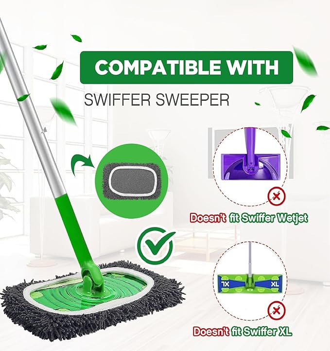 Reusable Microfiber Mop Pads Washable Wet Pads Compatible