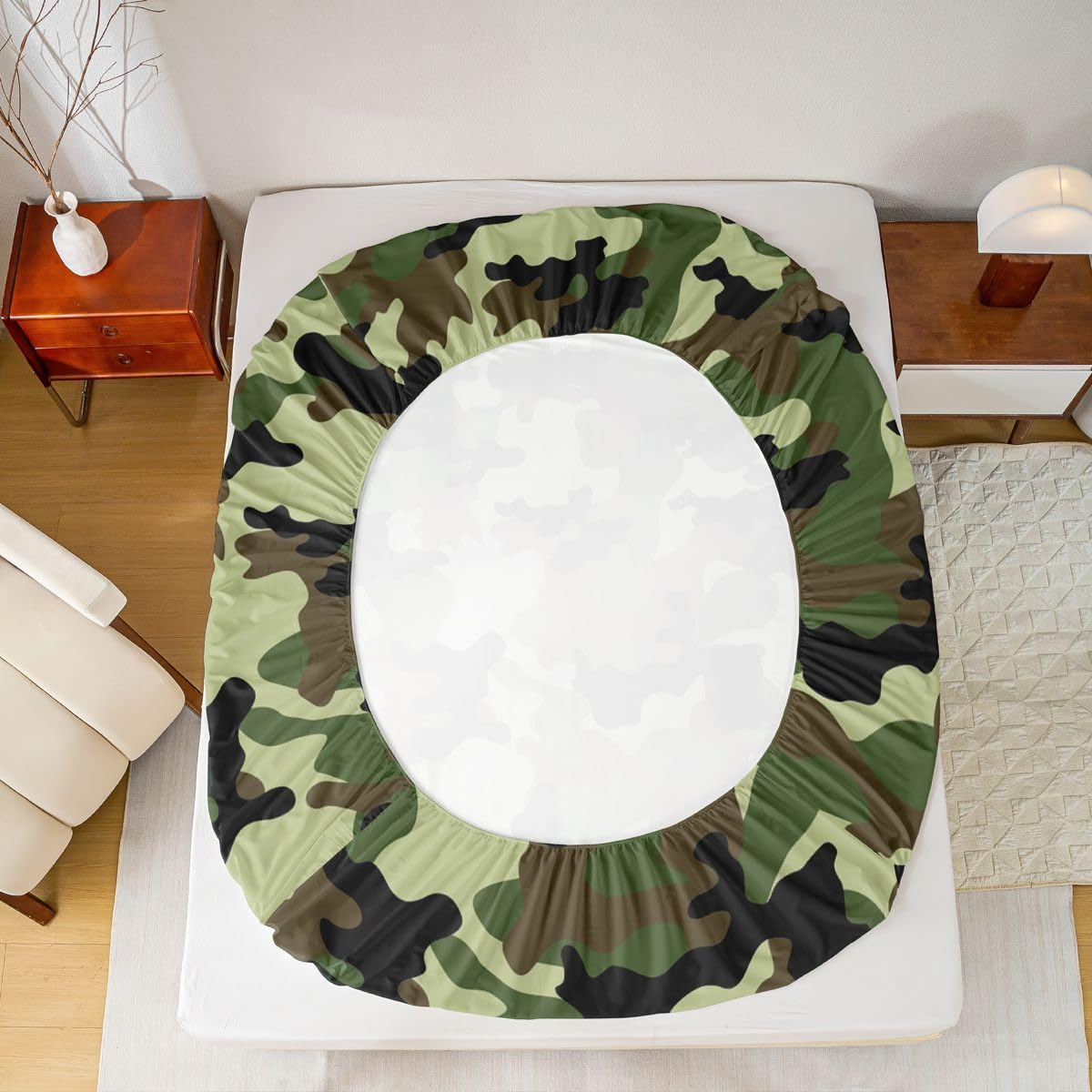 Feelyou Camo Bed Sheets Set Kids Bedding Queen Size Includes 1 Fitted Sheets & 2 Pillowcases (No Flat Sheet)