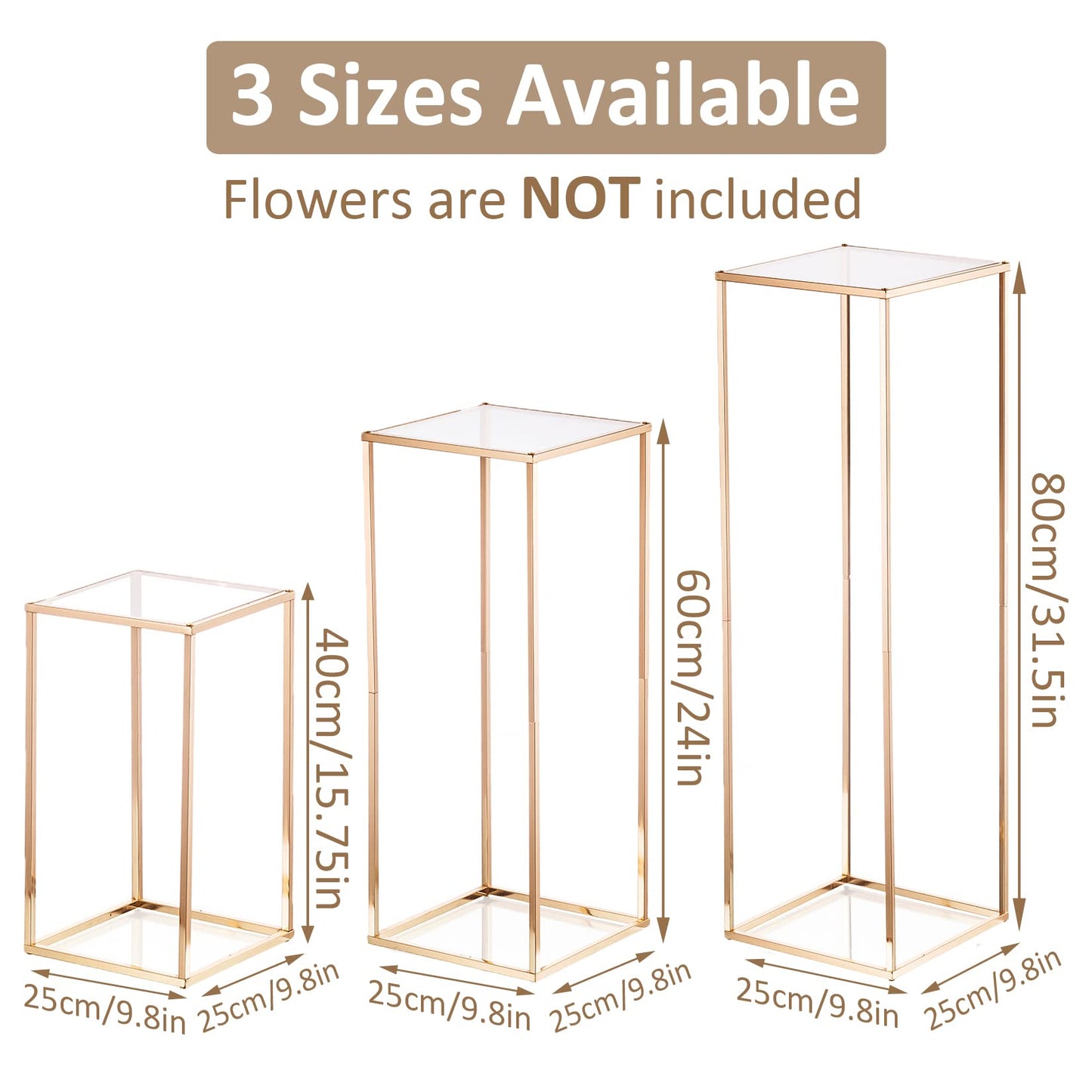 Sziqiqi Dining Table Centerpiece Small Flower Stand for Wedding - Engagement Party Decorations Dining Table Decor for Center Pieces Minimalism Cuboid Design 15.75inch