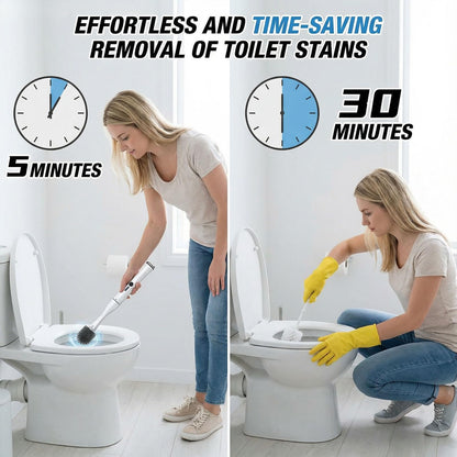 Electric Toilet Brush Scrubber and Holder Set,Electric Toilet Bowl Cleaning Kit with 8 Disposable Refill Heads,Hard Nylon Brush and Soft Silicone Brush