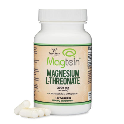 Double Wood Magnesium L Threonate Supplement | 120 Capsules (30 Servings) High Strength Magnesium L Threonate (4 per Serving) 2000mg