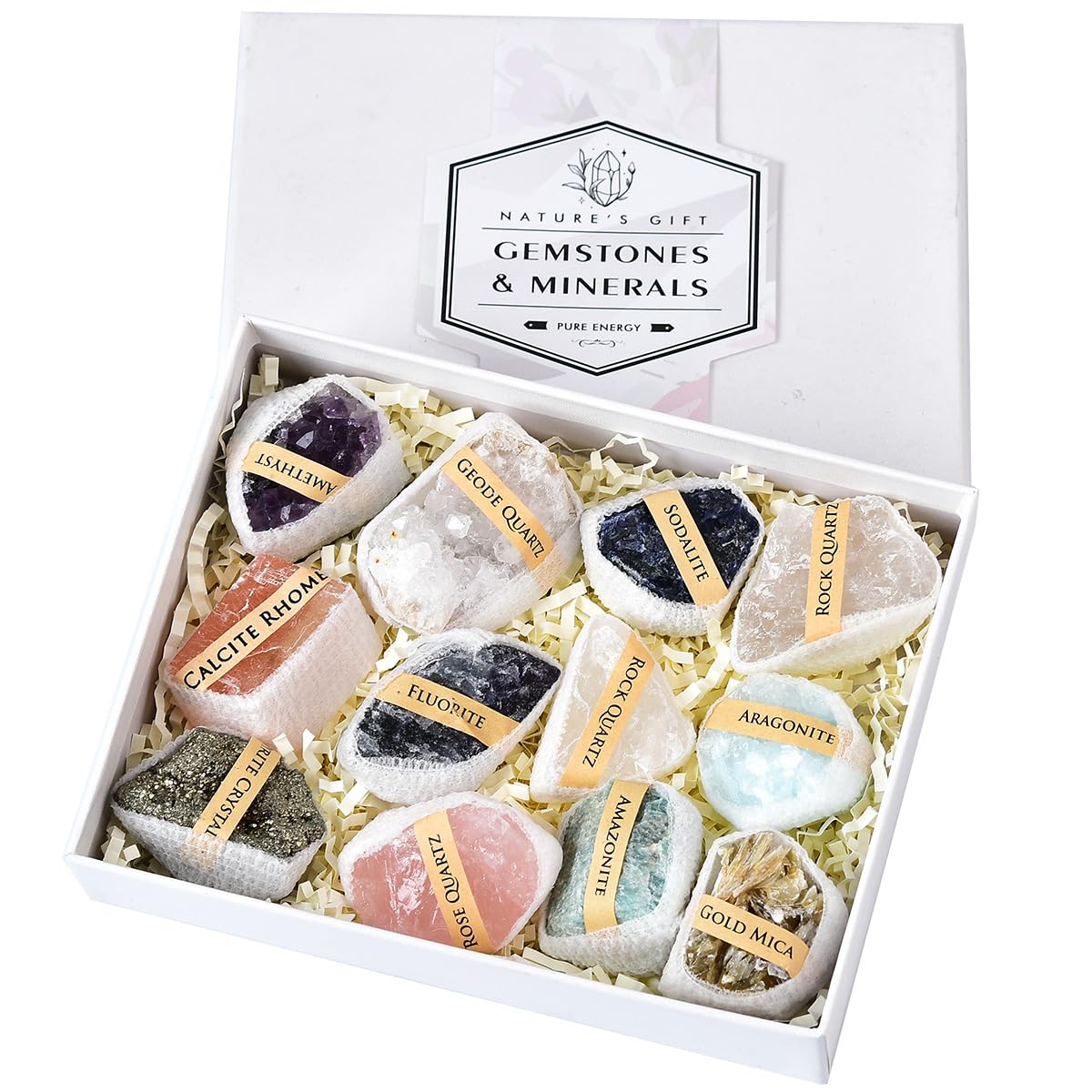 JIC Gem Mix Rough Crystals and Healing Stones in Gift Box Raw Stones and Crystals Natural Mineral Gemstone Specimen About 1.7 Lbs