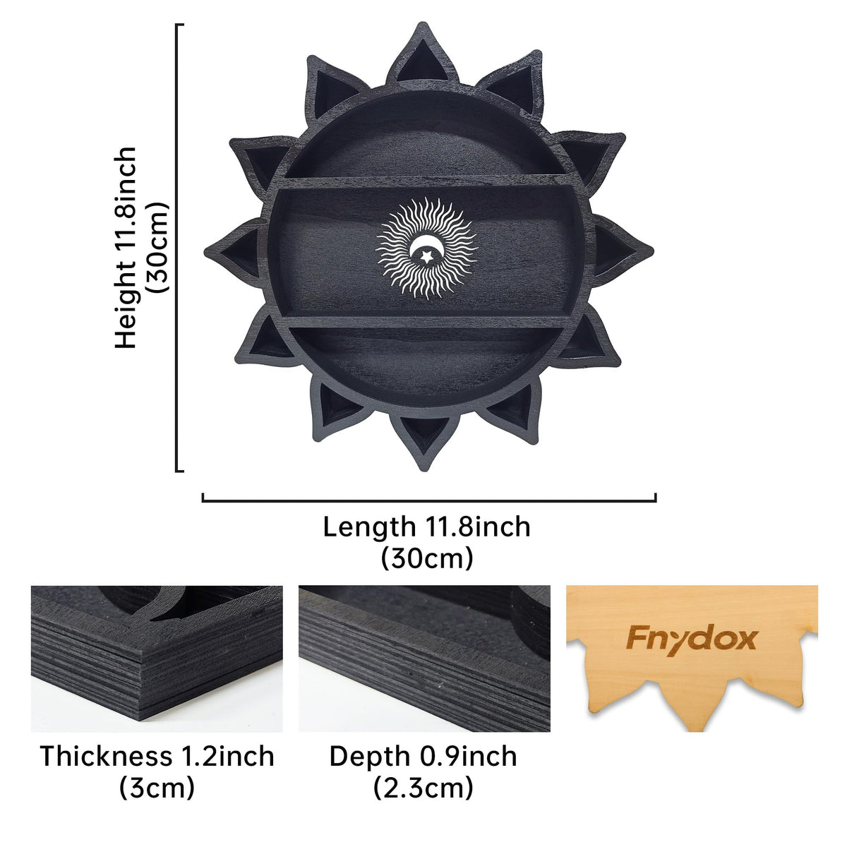 FNYDOX Crystal Shelf Display for Wall, Crystal Display Shelf Chakra Wooden Lotus Flower Crescent Moon Shelf Wall Decor, Decorative Home Floating Shelf Stone Storage Gem Holder Boho Hanging Organizer