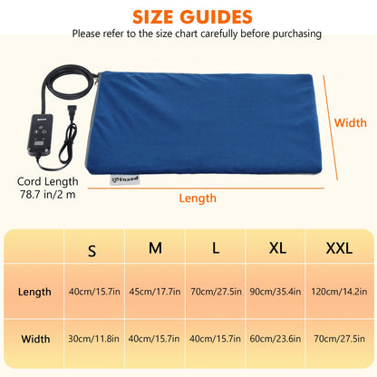 pecute Pet Heat Pad, 6 Adjustable Temperatures and Timer Controller Electric Heating Pad Waterproof with Removable Flannel Cover and Flame Retardant Cotton, Soft Cosy for Puppies Kittens (S,30x40cm)