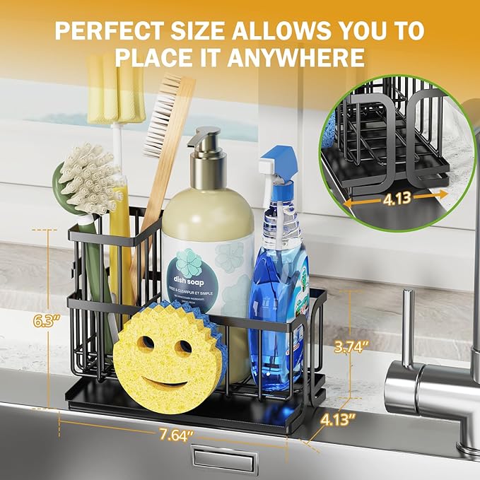 Epicano Sink Caddy Sponge Holder, Smiley Face Sponge Rack