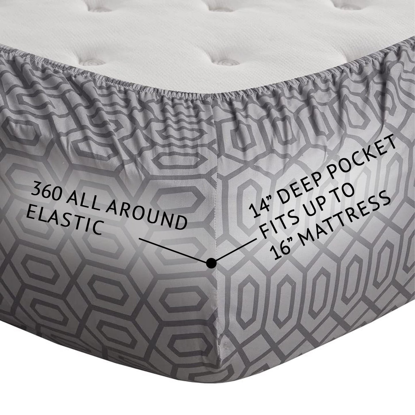 Comfort Spaces 100% Cotton Sheet Set Breathable, Lightweight, Soft with 14" Elastic Pocket Fits up to 16" Mattress, All Season Cozy Bedding, Matching Pillow Case, King Diamond Sliver 4 Piece