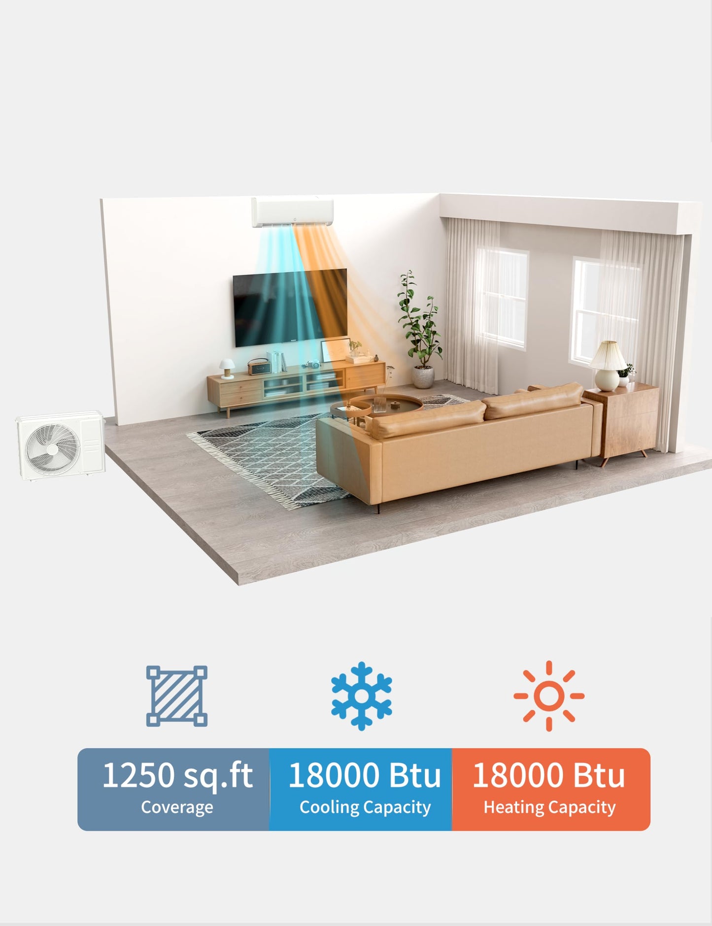 GarveeLife 12,000 BTU Mini Split Air Conditioner with Heater, 21 SEER2 High-Efficiency Ductless Inverter, 230V Smart AC with WiFi and Remote Control, Easy Installation Kit, Cools Rooms up to 750 Sq.Ft