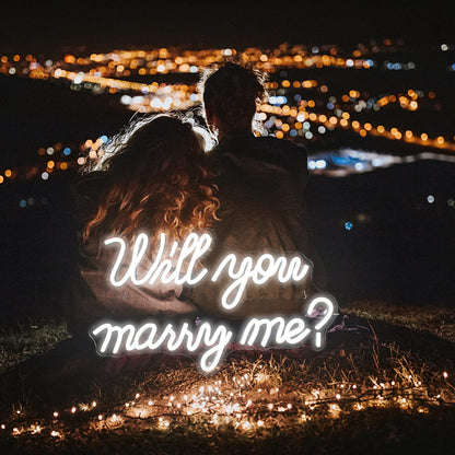 Wanxing Will You Marry Me Neon Sign - Marry Me Sign, White LED Wedding Proposal Decorations for Valentine's Day, Girlfriend