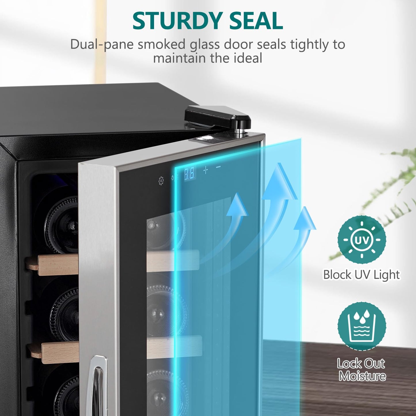 ExploreHorizon 18 Bottle Freestanding Wine Cooler, Digital Temperature Control Compressor Wine Refrigerator, Quiet Operation with Premium Adjustable Wooden Shelves for Red Wine, White Wine, Champagne