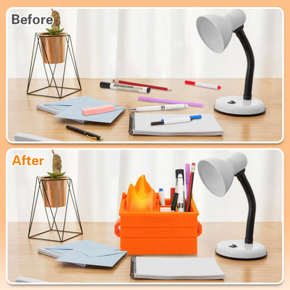 Dalycro Dumpster Fire Pencil Holder Fun Desk Accessories with Removable Flame Light Touch Dimming Mode & USB Charging Port Perfect Pen Holder for Desk, Funny Gift for Coworkers