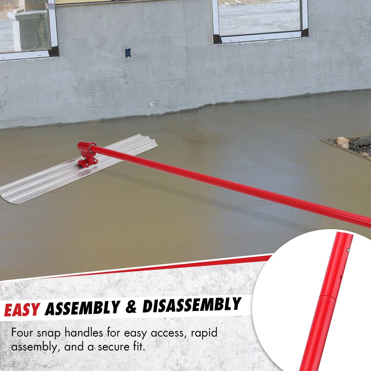 GarveeTech Bull Float Concrete Tools, 48x8" Square Edge Bull Floats Magnesium Blade Concrete Float with 47.2‘’ Extendable Handles x 4, Concrete Bull Float Tools Kit for Concrete Finishing