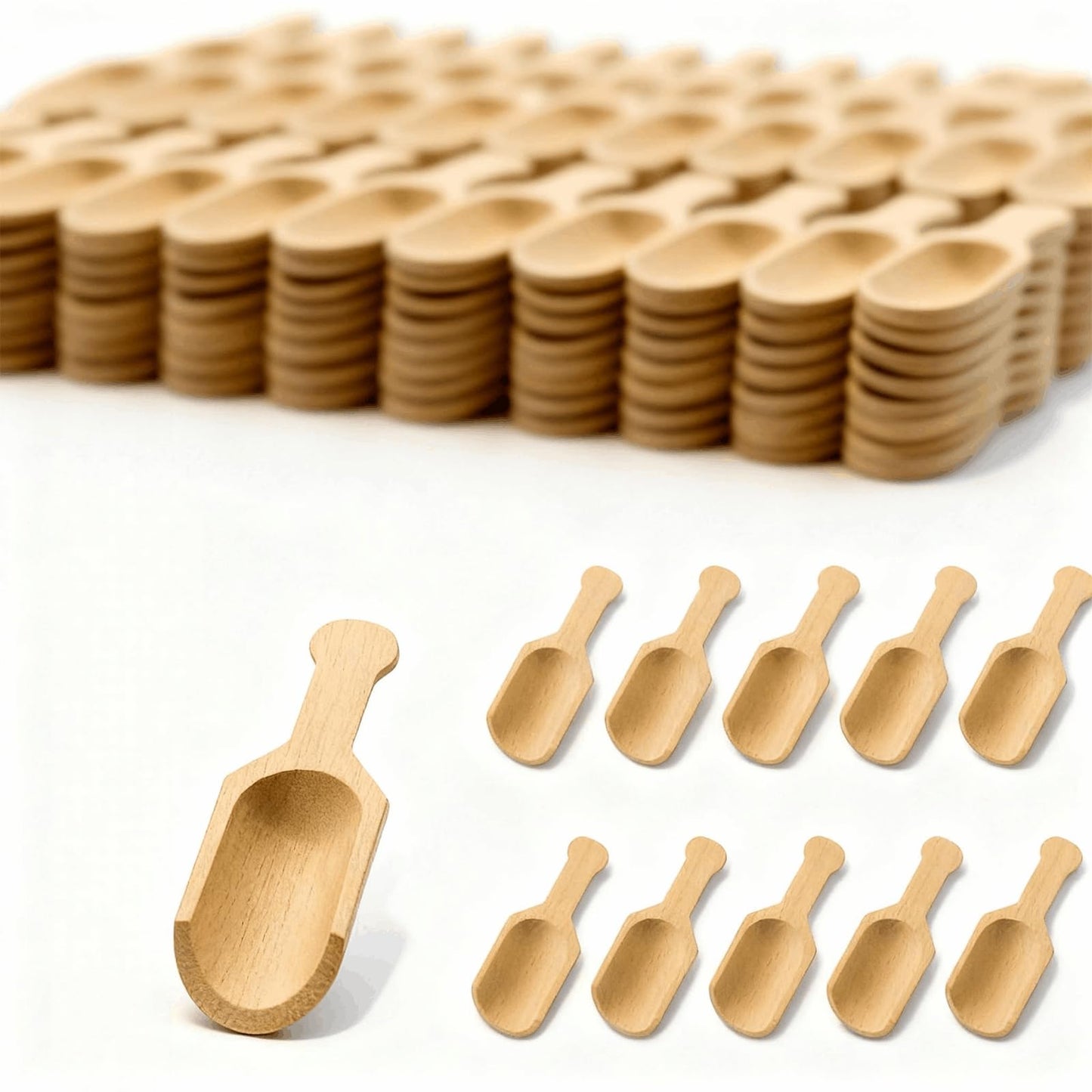 Nyuemystery 100/200 Pack Mini Wooden Spoons for Jars, Bath Salts, Spices, Sugar Scrubs, Cooking, Tea, Candy - Natural Wood Scoops, 2.95 Inch (100 Pack)