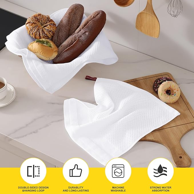 Homaxy Kitchen Towels and Dishcloths Set, 12 x 12 and 13 x 28 Inches, Super